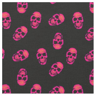Tecido Pele humana de Neon Pink sobre Padrão Preto