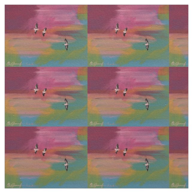 Tecido Pelicanos de Verão ao Sunset (Modelo)