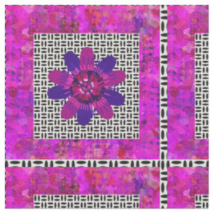 Tecido Películas de flores em preto-e-branco, rosa e roxo