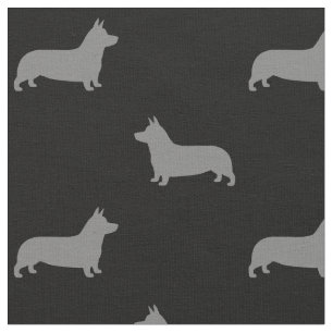 Tecido Pembroke Welsh Corgi Dog Silhouettes Padrão