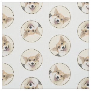 Tecido Pembroke Welsh Corgi Pintando Arte De Cachorro Tri