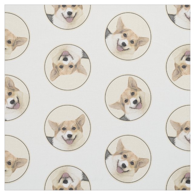 Tecido Pembroke Welsh Corgi Pintando Arte De Cachorro Tri (Modelo)