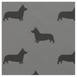 Tecido Pembroke Welsh Corgi Silhouettes Cinza