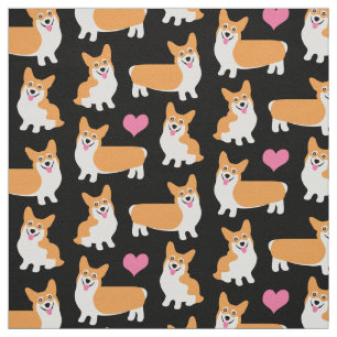 Tecido Pembroke Welsh Corgis e Hearts
