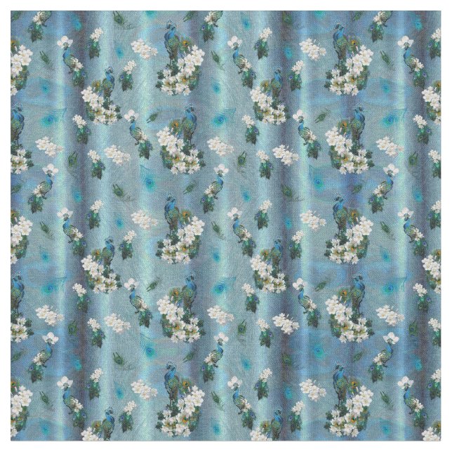 Tecido Penas de Peacock Emerald Silk em Impressão (Detalhe)