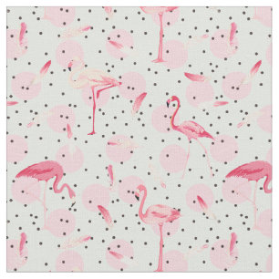 Tecido Penas do flamingo em bolinhas