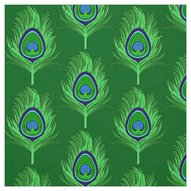 Tecido Penas do pavão, verde limão no verde esmeralda (Modelo)