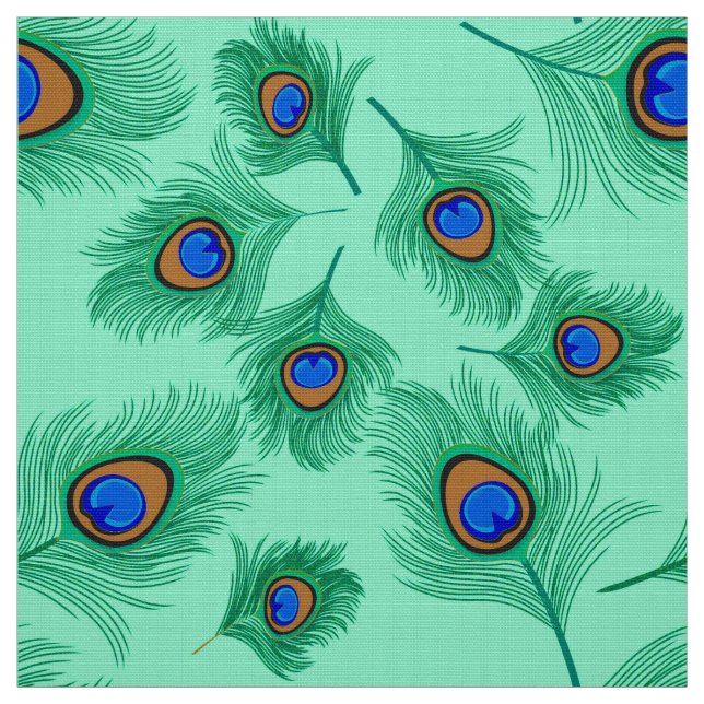 Tecido Penas Turquesas de Pavão em Aqua Leve (Modelo)