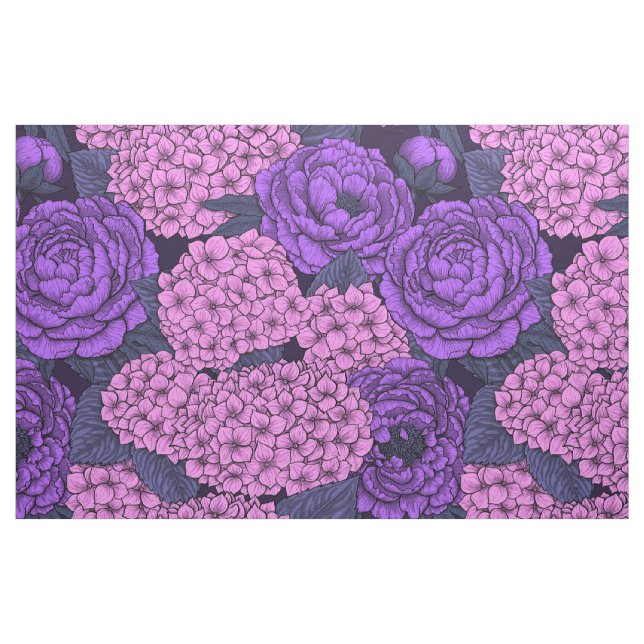 Tecido Penia e hidrangea em rosa e violeta (Fat Quarter)