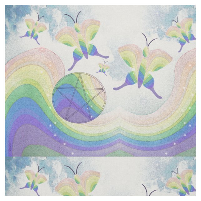 Tecido Pentágono de borboletas do Rainbow Prism (Modelo)