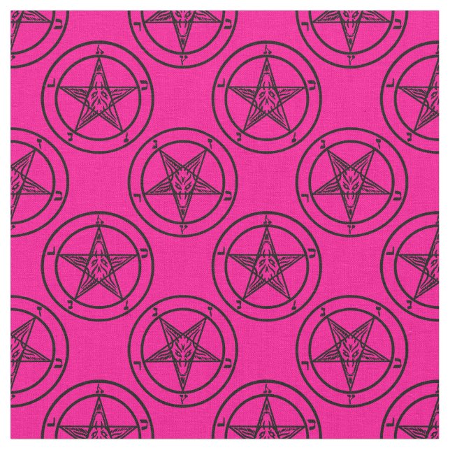 Tecido pentagrama rosa pingue-pongue halloween (Detalhe)