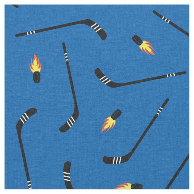 Tecido Pentes de hóquei Flaming Pucks Desportivos Azul (Detalhe)