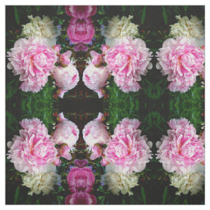 Tecido Pêonias brancas e rosa