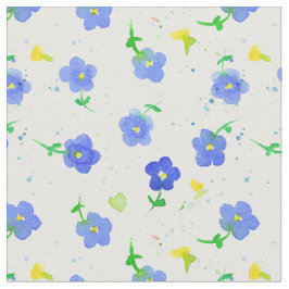 Tecido Pequena Flor Silvestre Azul Inglês Aquarela