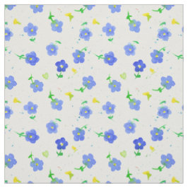 Tecido Pequena Flor Silvestre Azul Inglês Aquarela