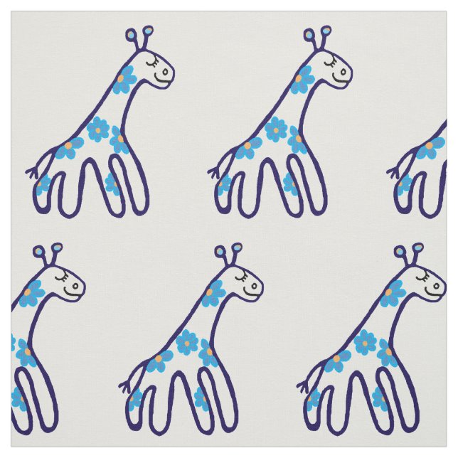 Tecido Pequena impressão de viveiro de girafa azul (Modelo)
