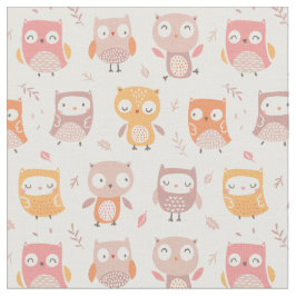 Tecido Pequenas Corujas Bonitas em cores mudas