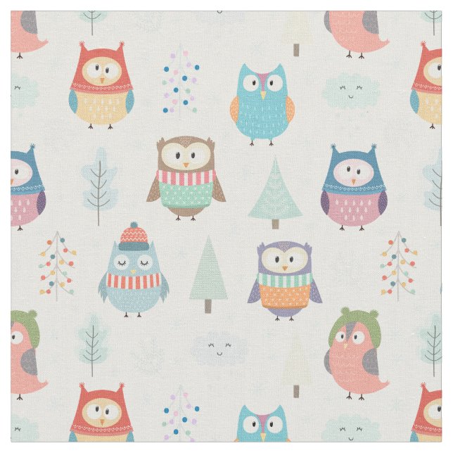 Tecido Pequenas Corujas de Natal (Detalhe)