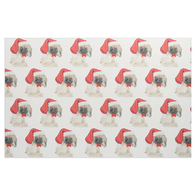 Tecido Pequeno Pequinês do Papai Noel (Jarda)