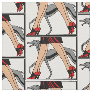 Tecido Pernas Art Deco Mulheres Greyhound Whippet Cão R