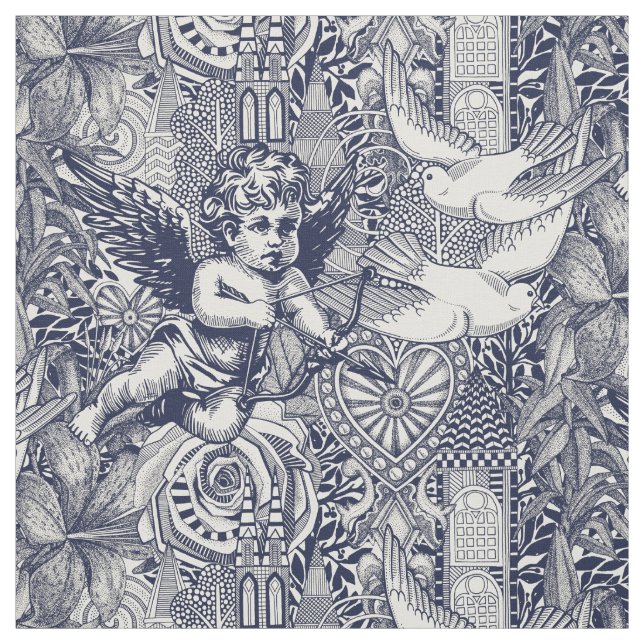 Tecido pérola azul do marinho do maximalismo do namorados (Modelo)