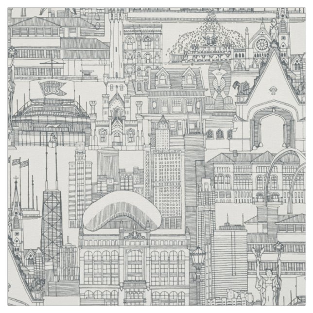 Tecido Pérola de cinza-escura do Toile de Chicago (Modelo)