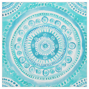 Tecido PÉROLAS da aguarela da mandala da sereia da