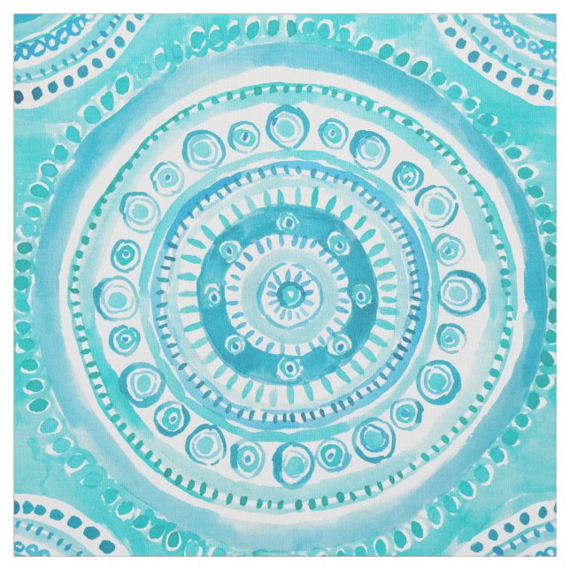 Tecido PÉROLAS da aguarela da mandala da sereia da (Modelo)