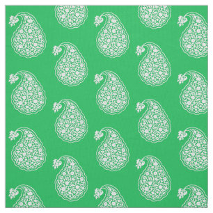 Tecido Pérsia azulejo paisley - branco em verde esmeralda