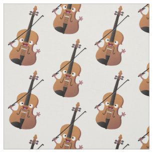 Tecido Personagem de desenho animado musical de violino e