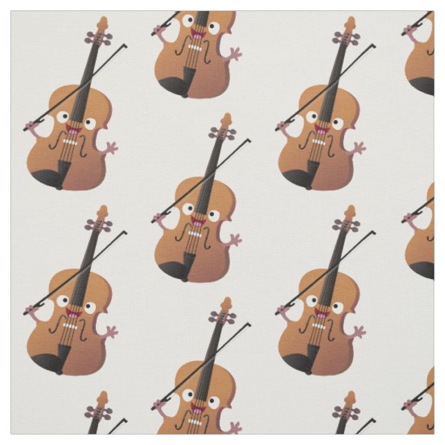 Tecido Personagem de desenho animado musical de violino e (Modelo)