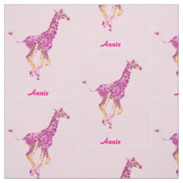 tecido personalizable dos girafas cor-de-rosa