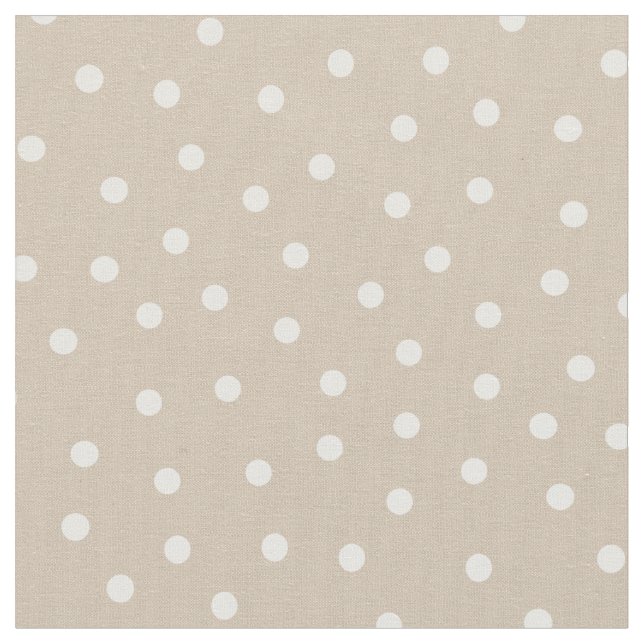 Tecido Personalize suas próprias bolinhas brancas em bege (Detalhe)