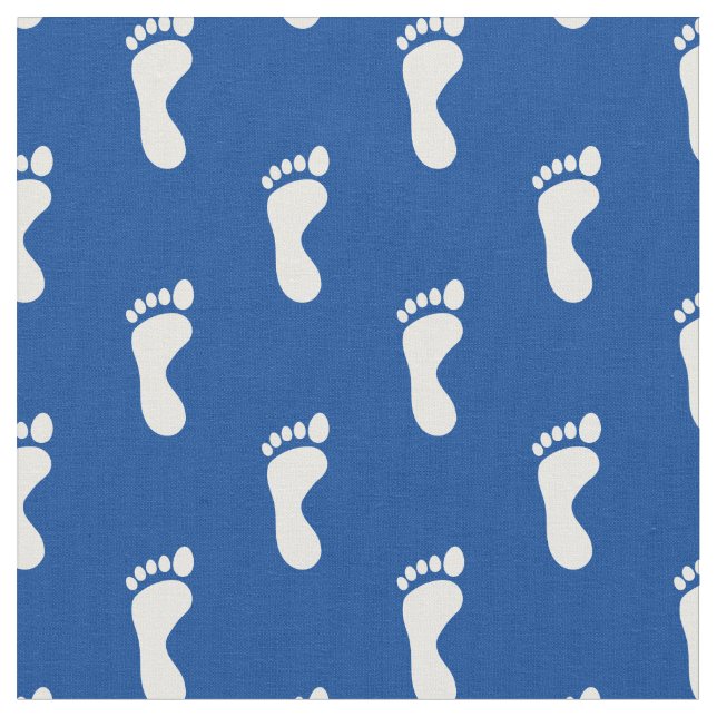 Tecido Pés Pés Pegadas Azul Branco (Detalhe)