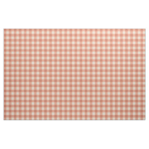 Tecido pêssego chic e padrão de gingham branco mais escur