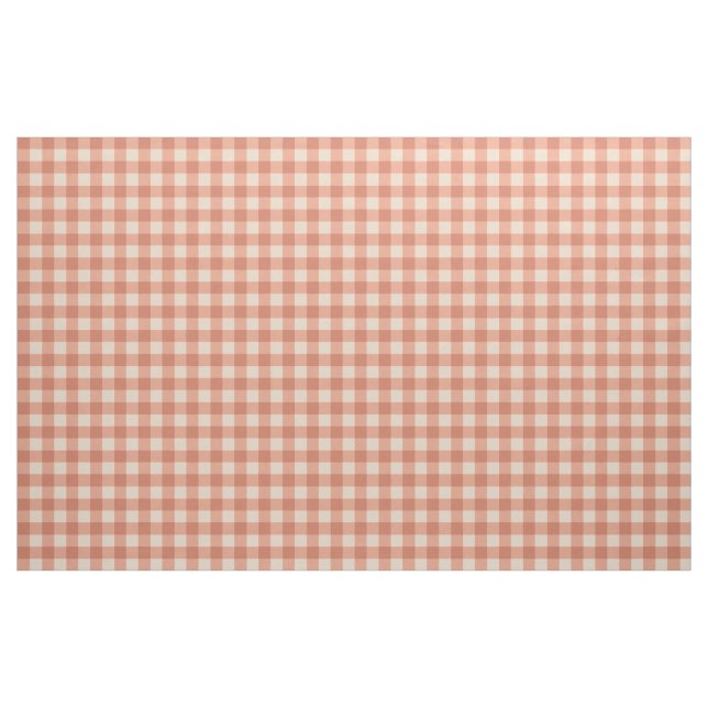 Tecido pêssego chic e padrão de gingham branco mais escur (Jarda)