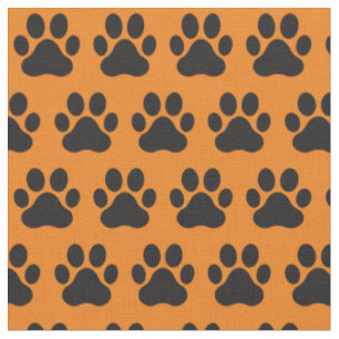 Tecido Pet Dog Cat Paw Imprime Laranja Preto