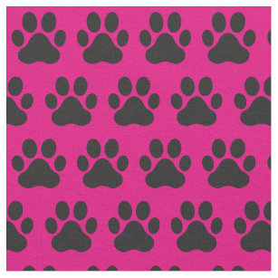 Tecido Pet Dog Cat Paw Imprime Preto Rosa