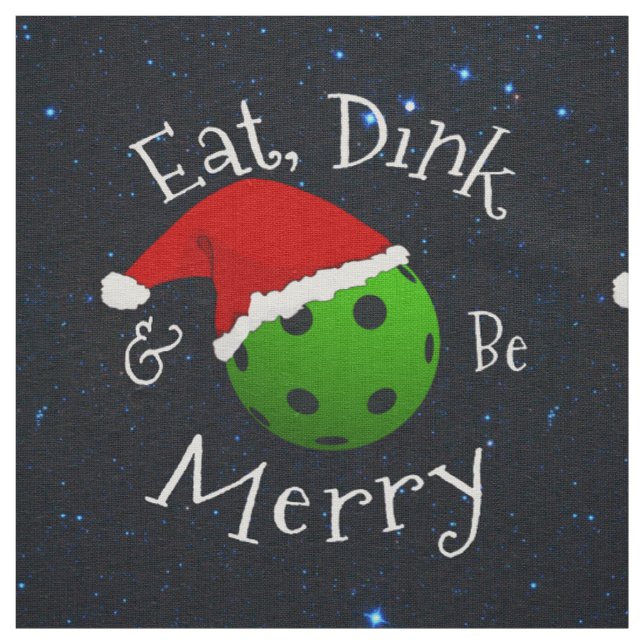 Tecido Pickleball de Natal dizendo comer tinta e ser Feli (Modelo)