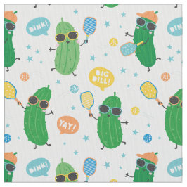 Tecido Picles Cute tocando Pickleball em branco