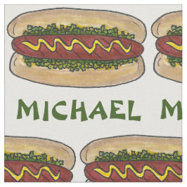 Tecido Picnic de mostarda de cachorro quente com nome per