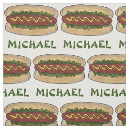 Tecido Picnic de mostarda de cachorro quente com nome per