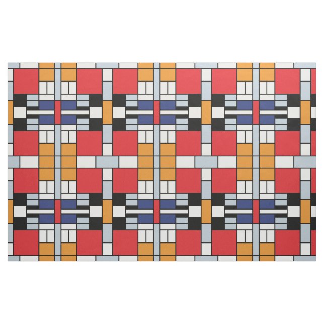 Tecido Piet Mondrian - Composição com Grande Plano Vermel (Fat Quarter)