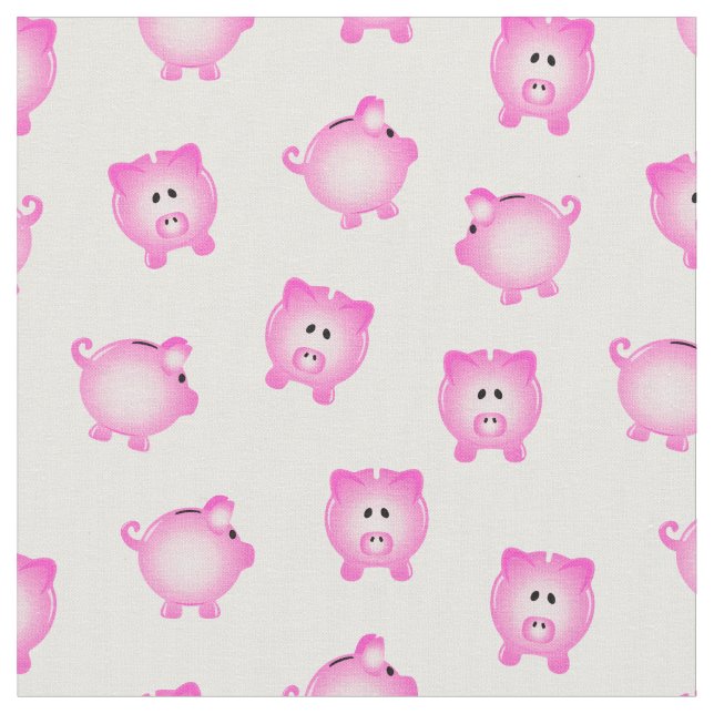 Tecido Piggy Bank Pattern on White (Detalhe)