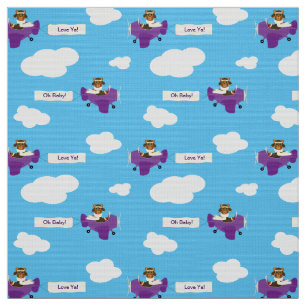 Tecido Piloto de Urso de Teddy do Avião Roxo Vintage