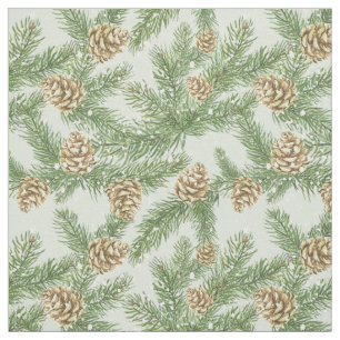 Tecido Pine Branches & Pine Cones Watercolor Padrão