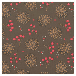 Tecido Pine Cone Russo e Berries Woodland Forest Brown