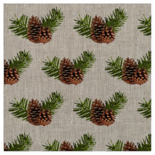 Tecido Pinecones rústico e ramos