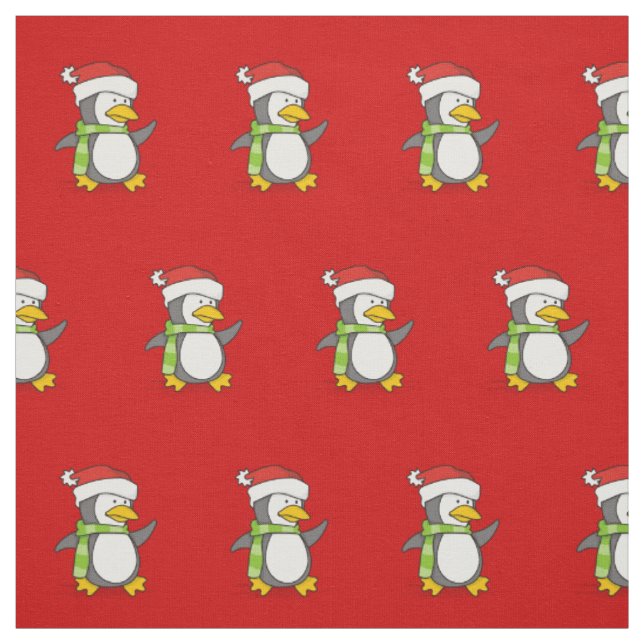 Tecido Pinguim de Natal caminhando no padrão da neve (Modelo)
