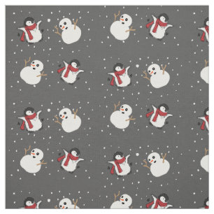 Tecido Pinguim e boneco de neve